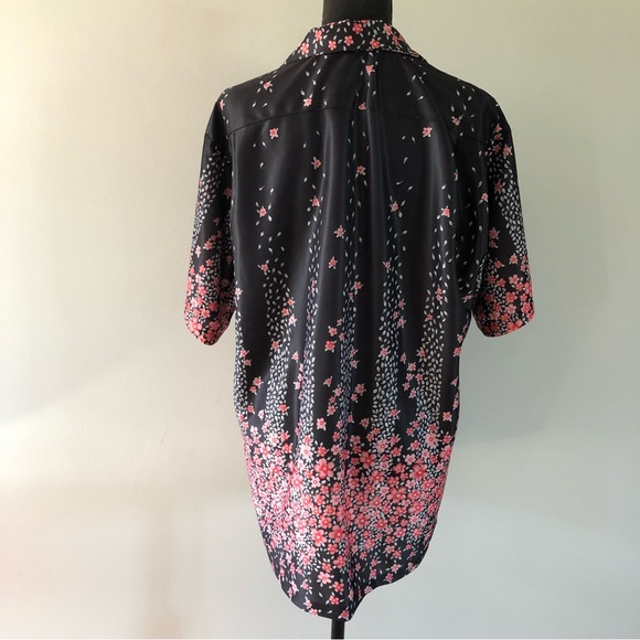 Women’s Vintage Ja-Na of Hawaii Black and Floral Button up Blouse size L - Picture 5 of 8
